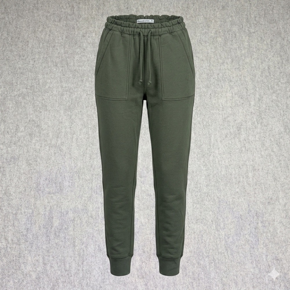 Abercrombie & Fitch XS Olive Green Hi Rise Sunday Joggers Sweatpants Women XS‎